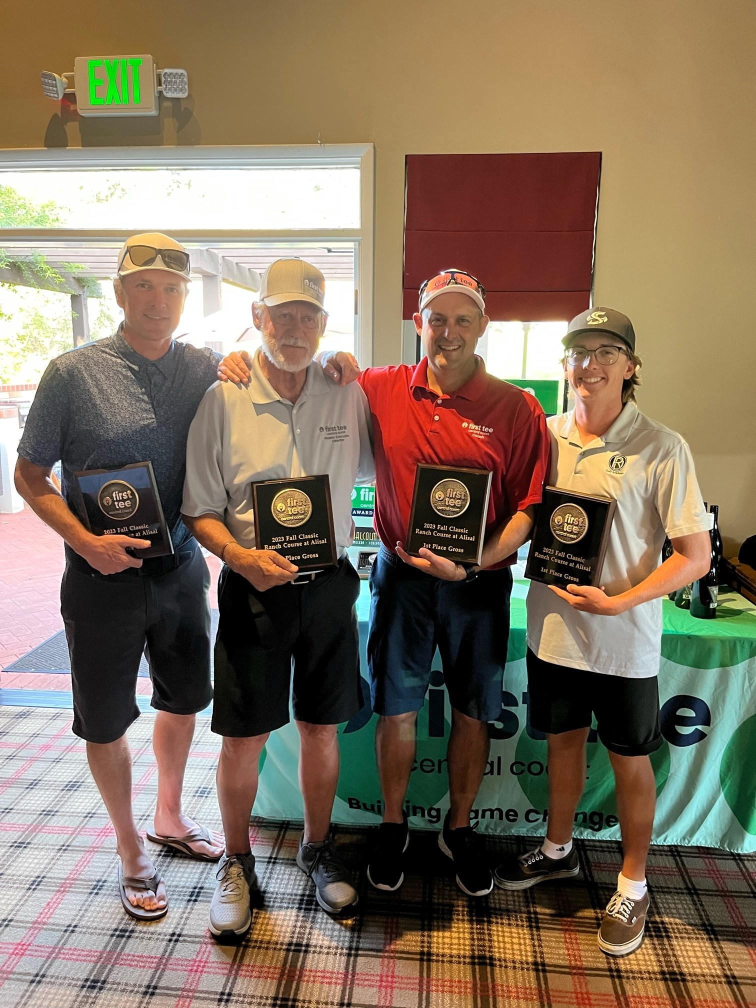 First Tee Central Coast Men's Scramble Winners with Plaque by Malcolm DeMille